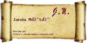 Janda Máté névjegykártya
